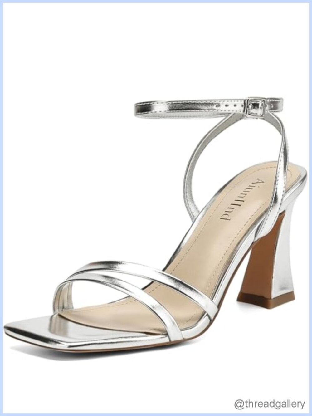 Women's Chunky Block Heel Faux Leather Square Open Toe Ankle Strap Sandals